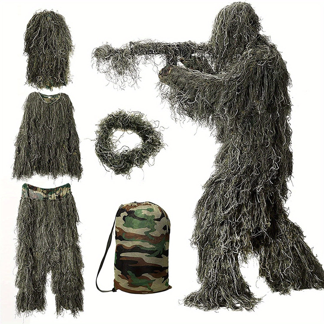 5-in-1 Camouflage Suit Lightweight Outdoor Camouflage Ghillie Suit - L&Q ARMY