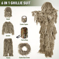 6 In 1 Ghillie Suit Pale Brown 3D Camouflage - L&Q ARMY