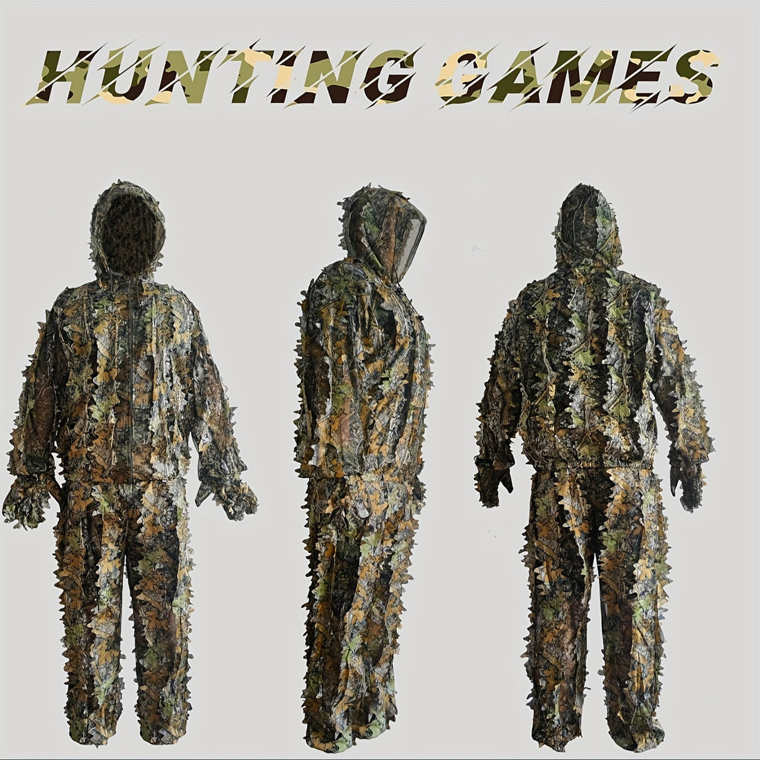 6-in-1 3D Leaf Camo Adult Ghillie Suit Set - L&Q ARMY