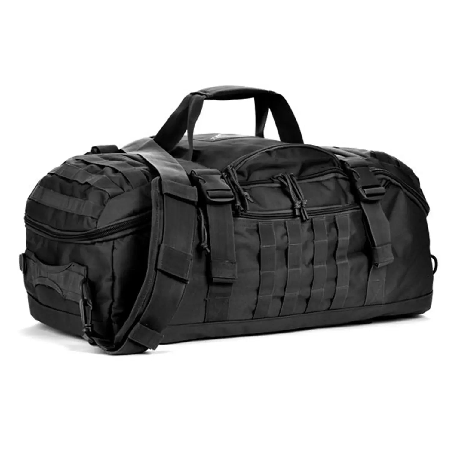 black heavy-duty duffle bag