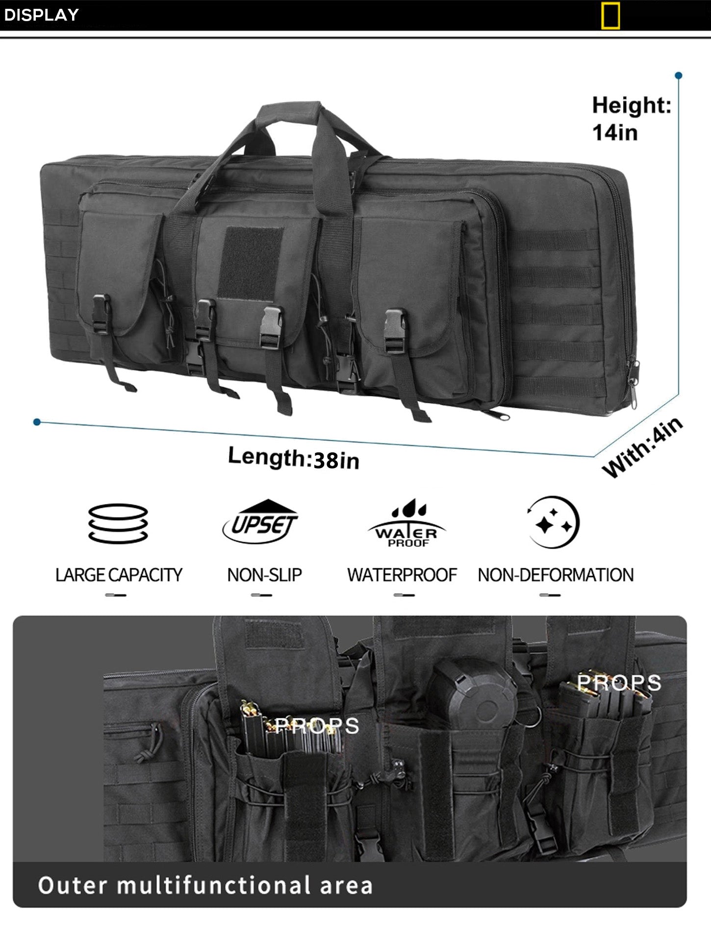 Tactical Double Rifle Case Gun Bag Pistol Transportation Case w/Backpack