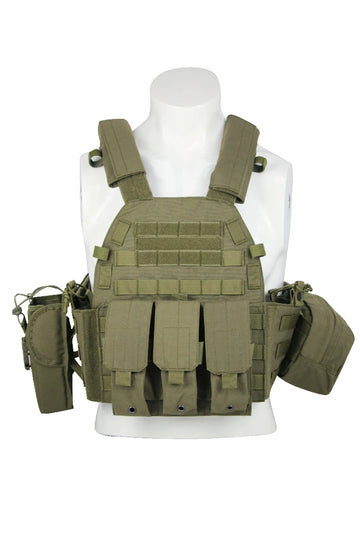 Modular Tactical MOLLE Plate Carrier Vest (Complete Pouch Kit)