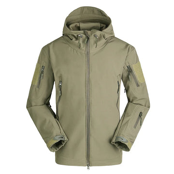 Men's Wind-Resistant Tactical Softshell Hooded Jacket