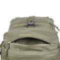 Olive expandable tactical backpack, zip pocket on the flap