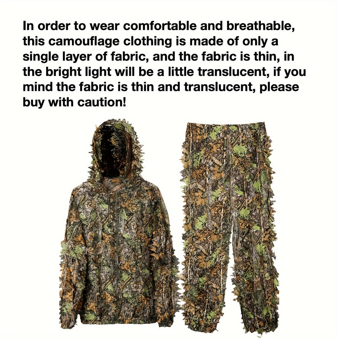 Ultra-Lightweight 3D Leafy Camo Ghillie Suit for Hunting, Shooting & Wildlife Photography