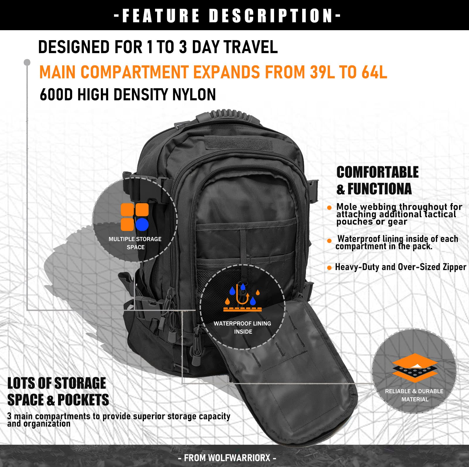 Expandable Large MOLLE Tactical Outdoor Backpack | Rugged Build AET TACTICAL Expandable Large MOLLE Tactical Outdoor Backpack | Rugged Build AET TACTICAL