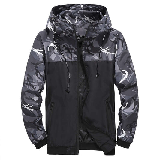 Camo Coat Hooded Contrast Jacket