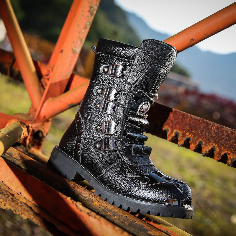 Men's plus size military mid-boots