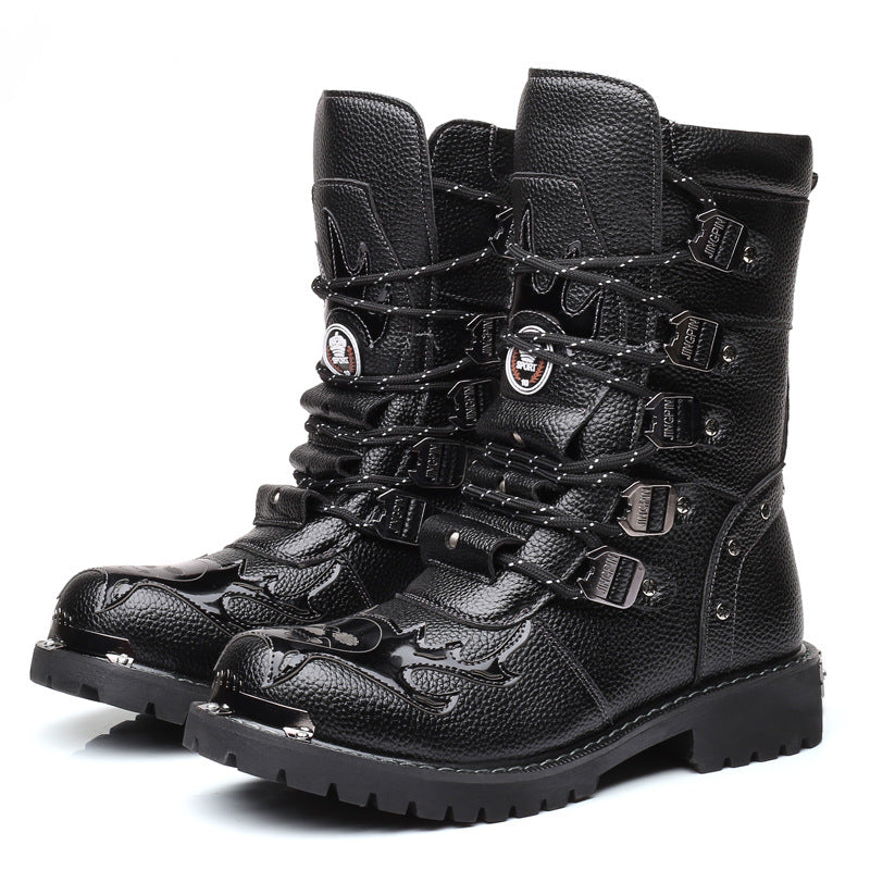 Men's plus size military mid-boots
