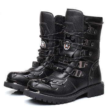 Men's plus size military mid-boots