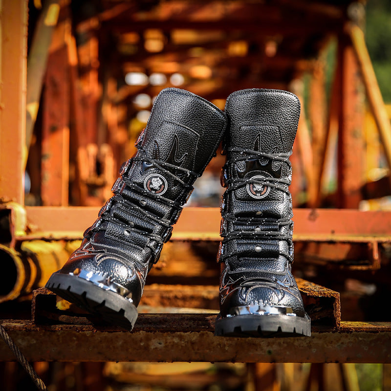 Men's plus size military mid-boots