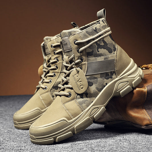 Vintage camouflage tactical boots